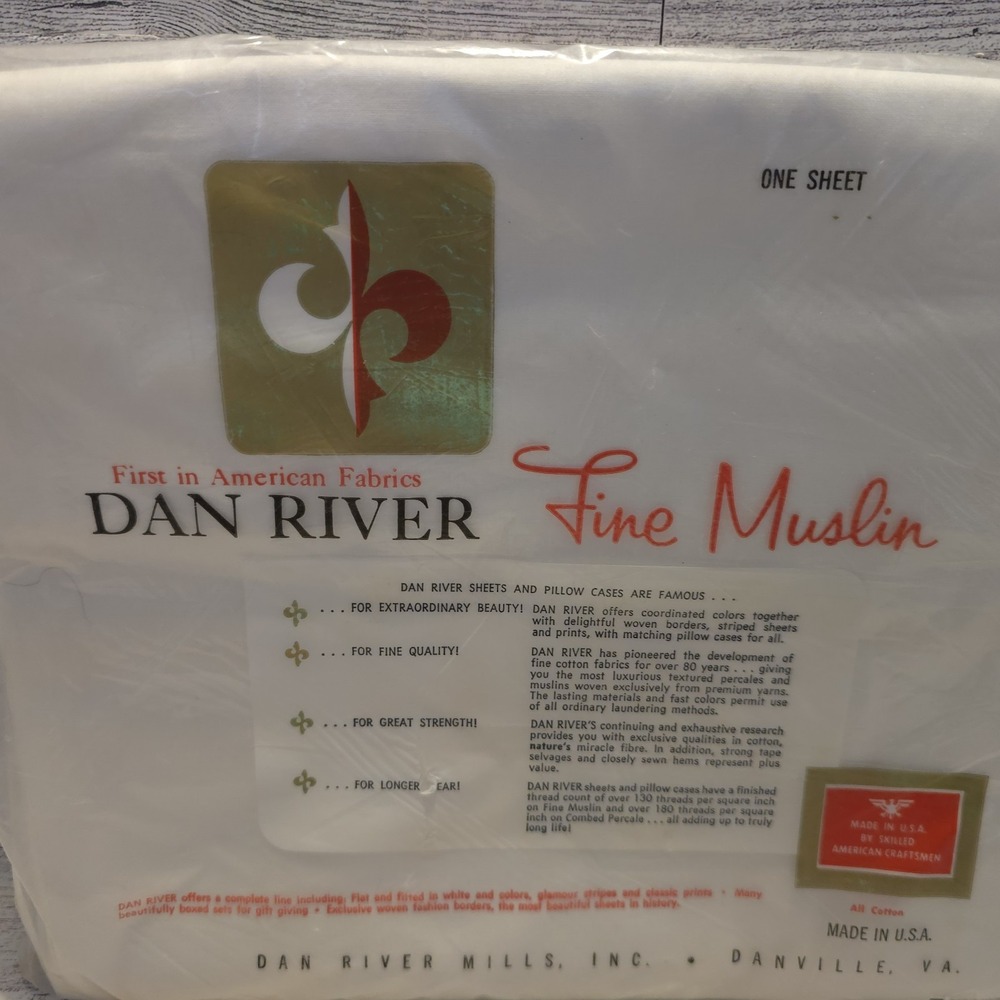 NOS VTG Dan‎ River Fine Muslin All Cotton White Flat Full Bed Sheet 81X108 -USA - Picture 3 of 7